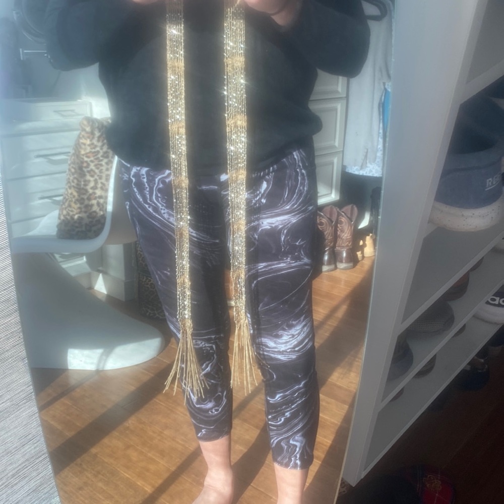 Really Dramatic Gold Thread And Silver Beaded Sca… - image 1